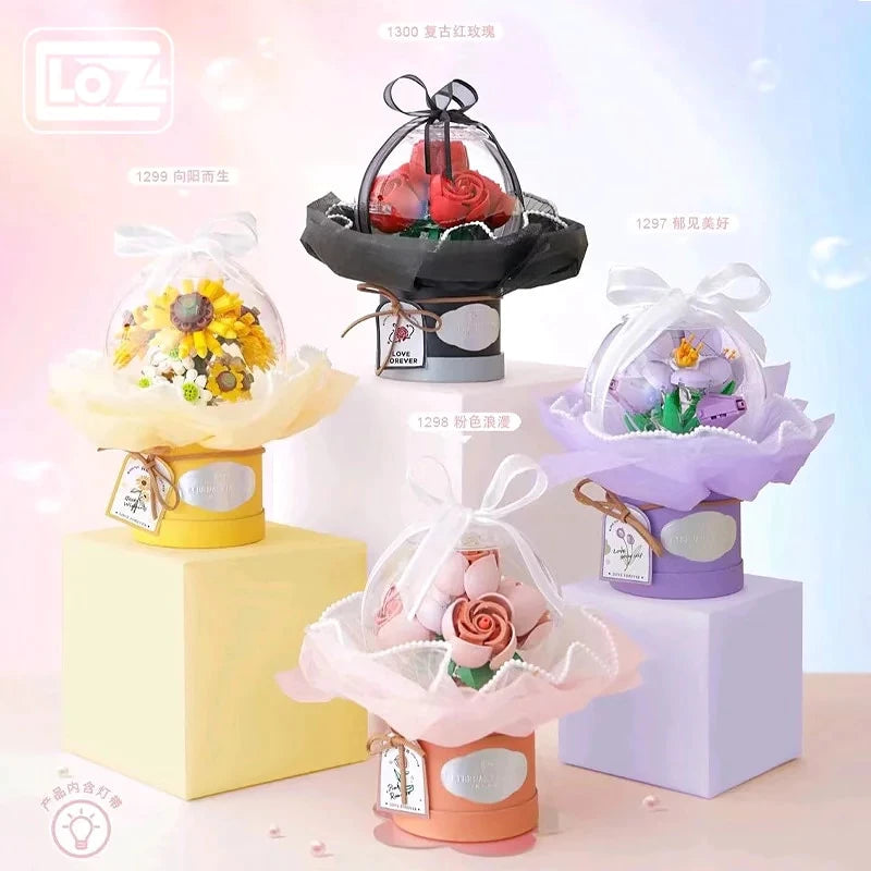 LOZ 1297-1300 Flower Rose Sunflower Bouquet