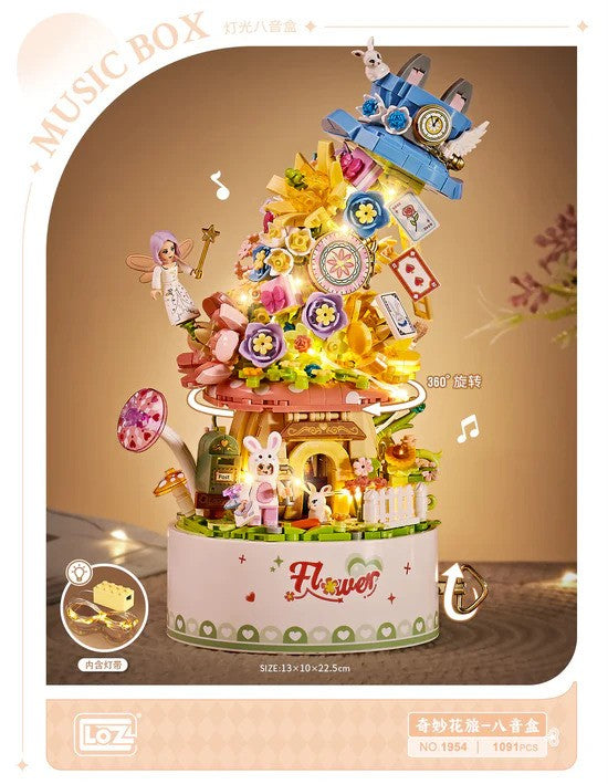 LOZ 1953-1954 Mini Block Music Box Candy Flower LED Light