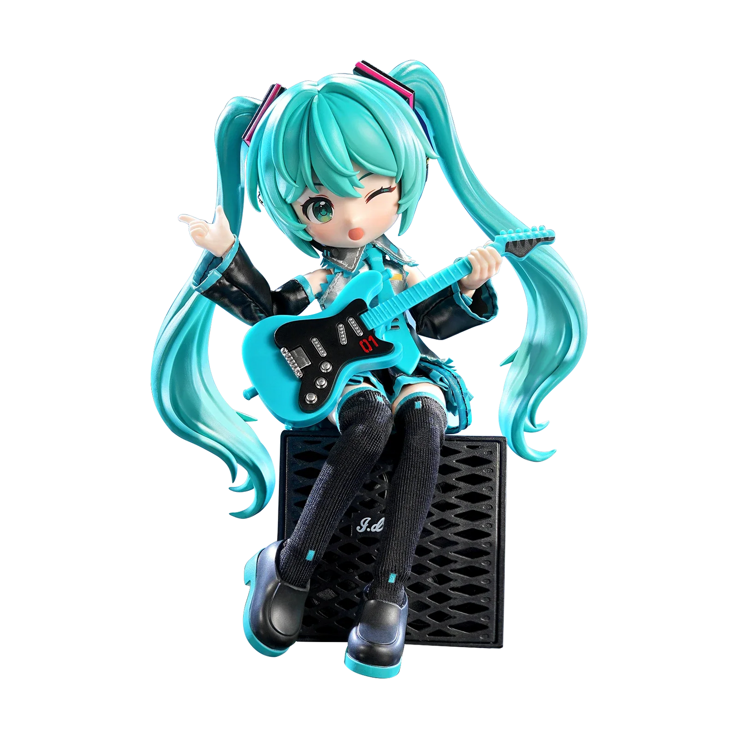 Blokees DaaLaMode Series Hatsune Miku official outfit displayed on a figure, featuring vibrant teal hair and detailed costume elements.