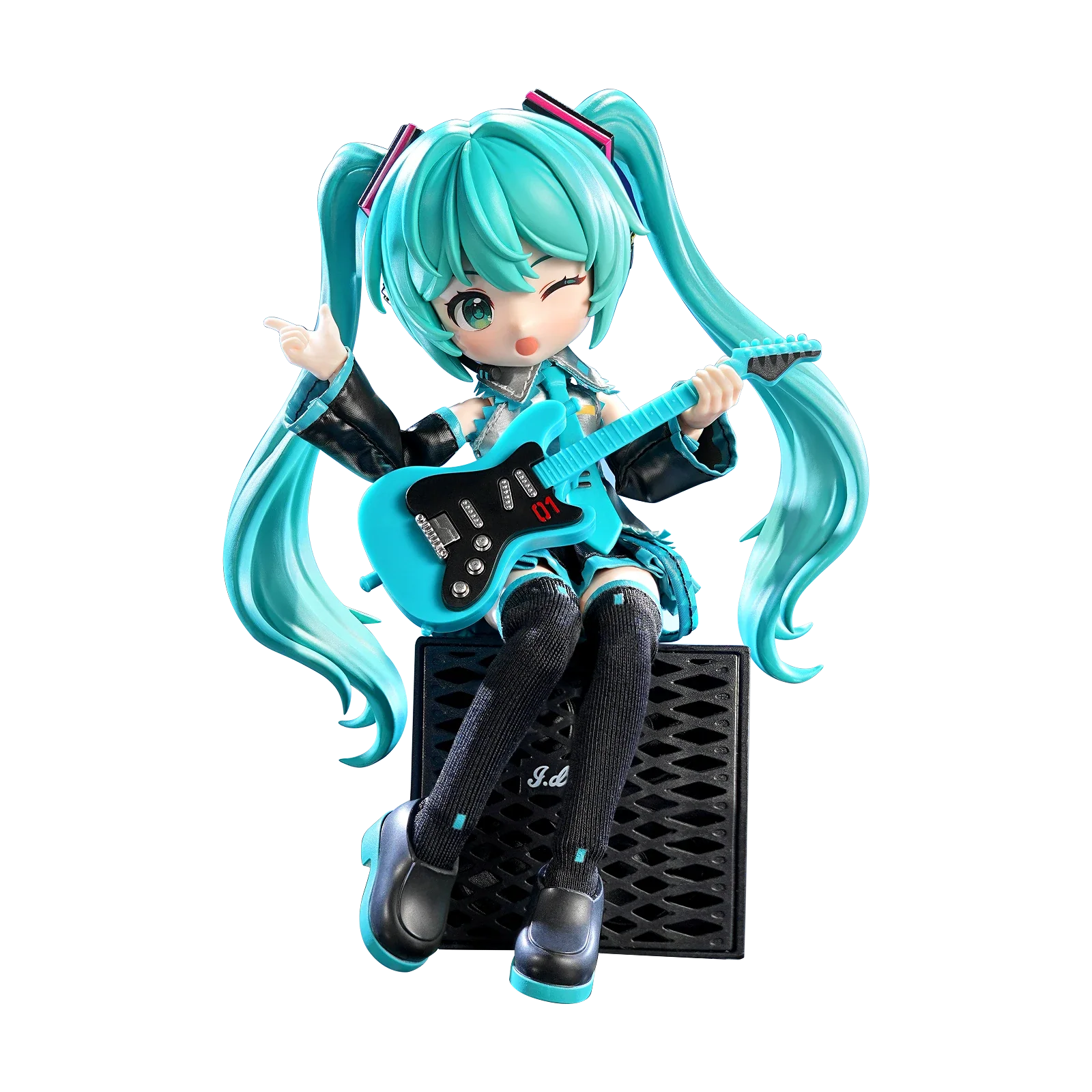 Blokees DaaLaMode Series Hatsune Miku official outfit displayed on a figure, featuring vibrant teal hair and detailed costume elements.