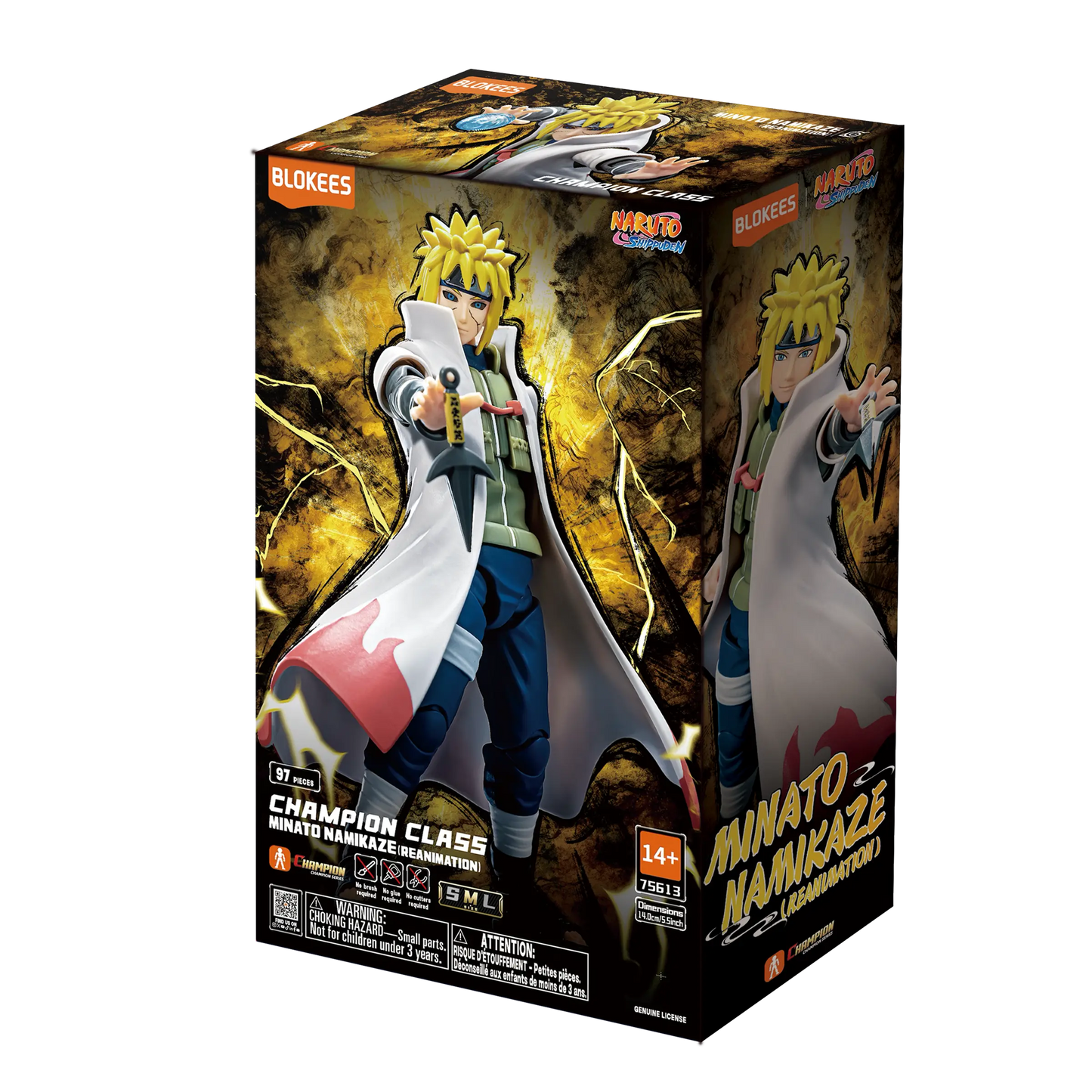 Champion Class Naruto Minato Namikaze Reanimation figure by Blokees, detailed anime collectible with vibrant colors and dynamic pose.