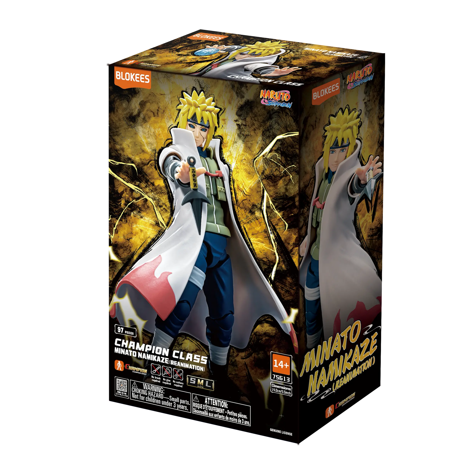 Champion Class Naruto Minato Namikaze Reanimation figure by Blokees, detailed anime collectible with vibrant colors and dynamic pose.