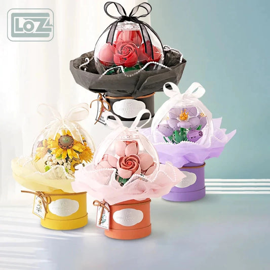 LOZ 1297-1300 Flower Rose Sunflower Bouquet
