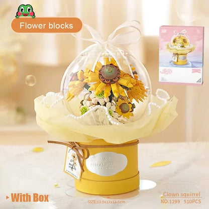 LOZ 1297-1300 Flower Rose Sunflower Bouquet