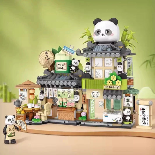 LOZ 1382-1383 Cute Little Bear Cafe Flower Shop Panda Tea House - Mojolika Brunei