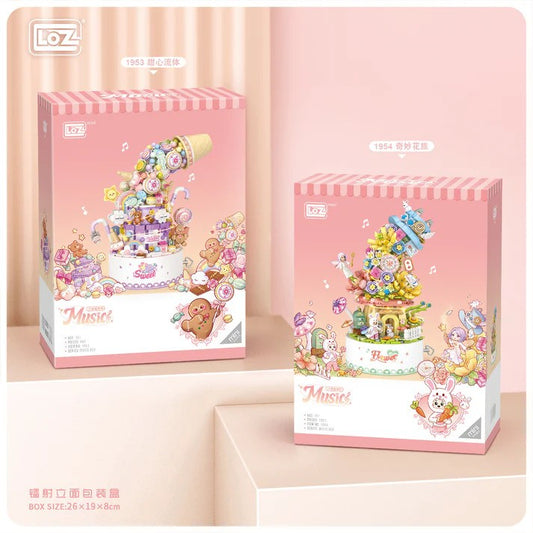 LOZ 1953-1954 Mini Block Music Box Candy Flower LED Light