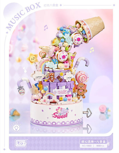 LOZ 1953-1954 Mini Block Music Box Candy Flower LED Light