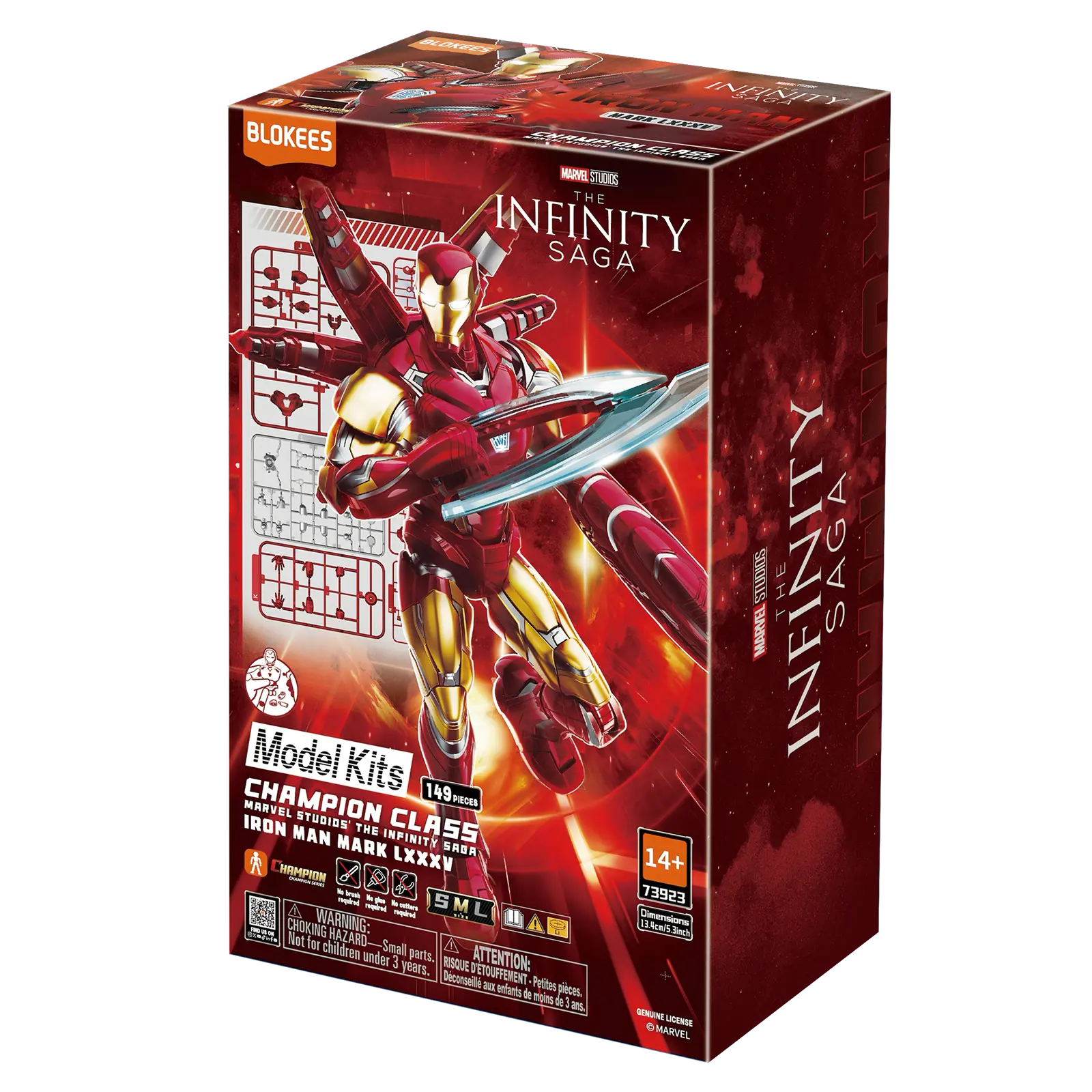 Marvel Infinity Saga Iron Man MK85 model kit by Mojolika Brunei, featuring detailed Iron Man figure in assembly-ready design.