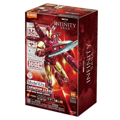 Marvel Infinity Saga Iron Man MK85 model kit by Mojolika Brunei, featuring detailed Iron Man figure in assembly-ready design.