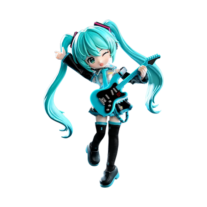 Blokees DaaLaMode Series Hatsune Miku official outfit cosplay costume, detailed costume with vibrant teal and black accents.