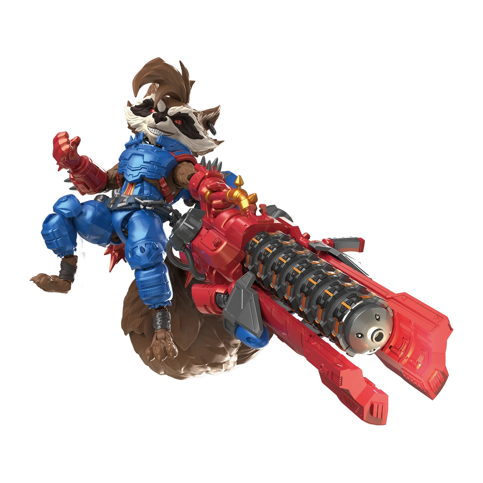 Marvel Rivals Champion Class 09 Rocket Raccoon action figure by Blokees, detailed figure with costume and weapon accessories.