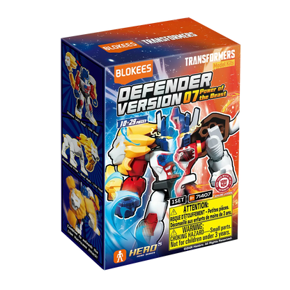 Blokees Transformers Defender Version 07 Power of the Beast action figure in robot mode with detailed design and vibrant colors.