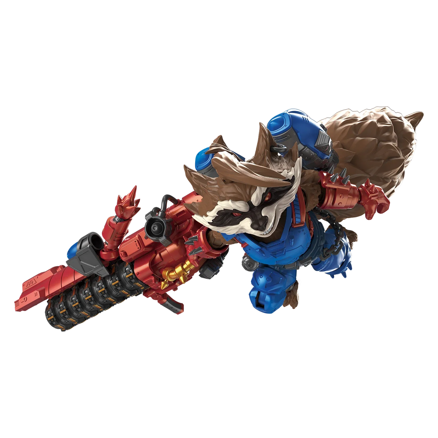 Marvel Rivals Champion Class 09 Rocket Raccoon action figure by Blokees, featuring detailed costume and expressive face.