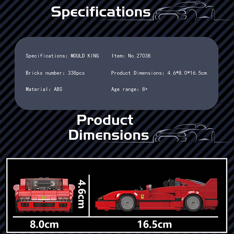 Mould King 27038 Rosso Corsa F40 338 PCS