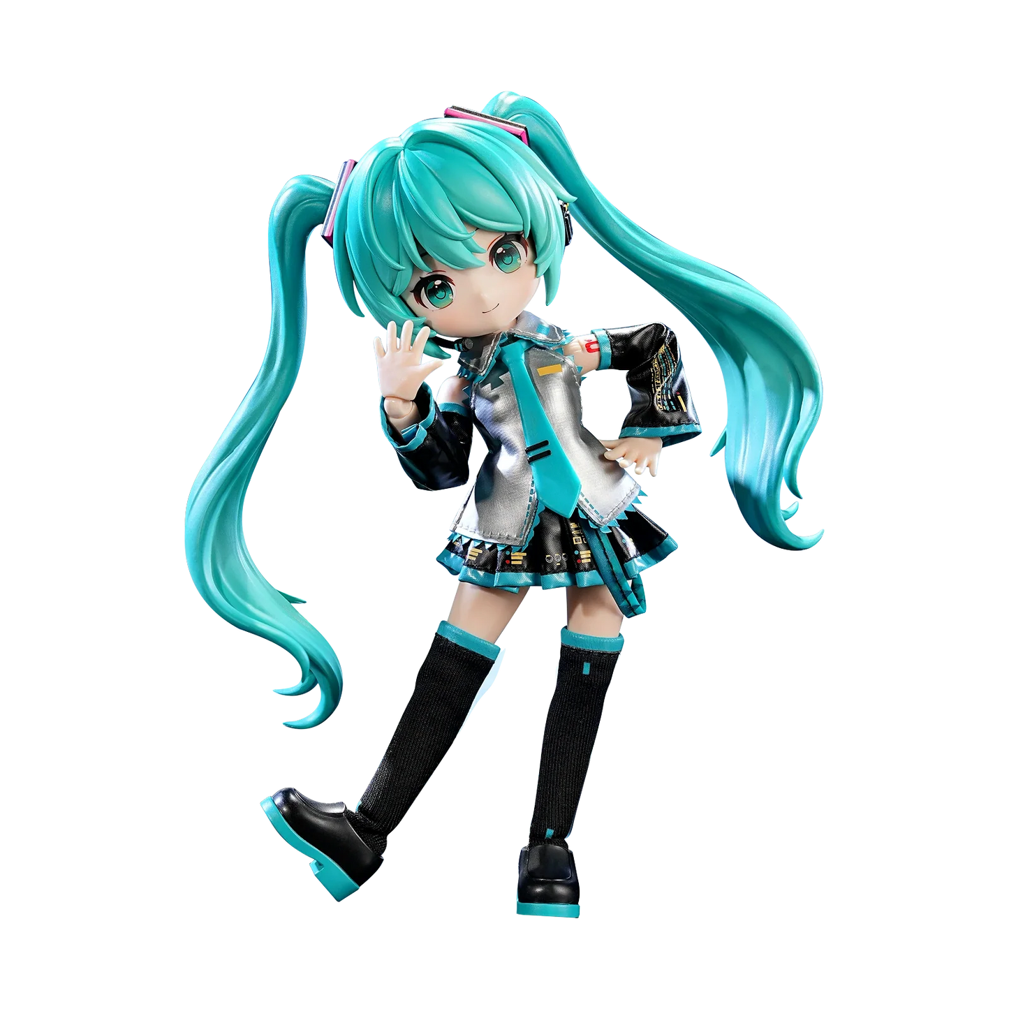 Blokees DaaLaMode Series Hatsune Miku official outfit costume featuring vibrant teal and black details with intricate design.