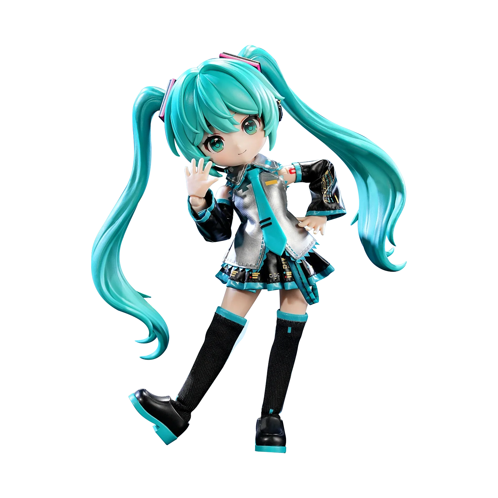 Blokees DaaLaMode Series Hatsune Miku official outfit costume featuring vibrant teal and black details with intricate design.