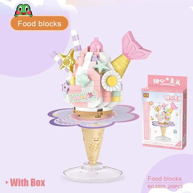 LOZ 8807-8812 Bear Panda Hamburger Fries Dessert