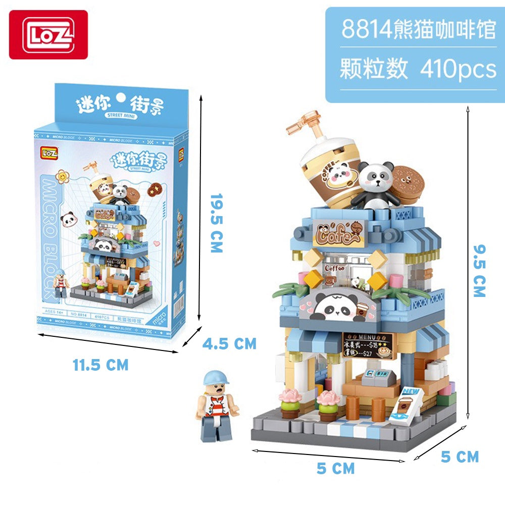 LOZ 8813-8816 Street Mini Block Ice Cream Cafe Photo Flower Gift