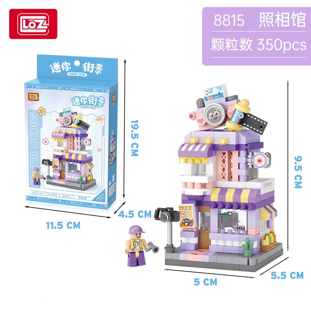 LOZ 8813-8816 Street Mini Block Ice Cream Cafe Photo Flower Gift