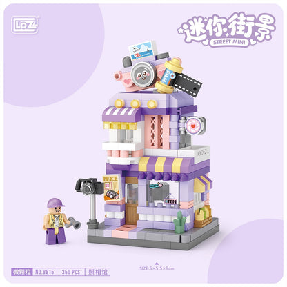 LOZ 8813-8816 Street Mini Block Ice Cream Cafe Photo Flower Gift