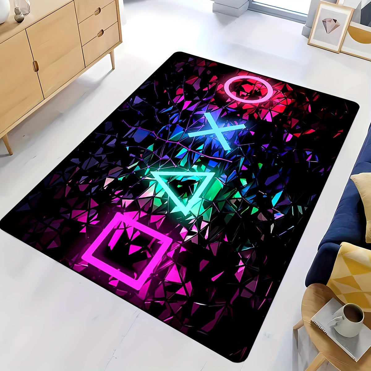 Ultra-Soft Cyber Gaming Pattern Area Rug - Non-Slip