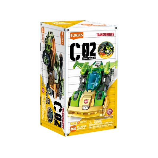 Blokees Transformers C02 Wreck'N Rule wheel for action figures, featuring detailed automotive design and vibrant colors.
