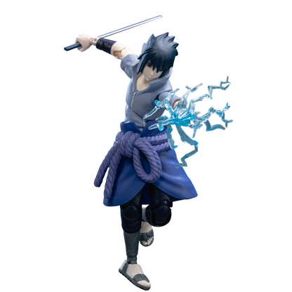 Naruto Champion Class 04 Sasuke Uchiha figure by Blokees, detailed anime character collectible with spiky hair and Sharingan eyes.