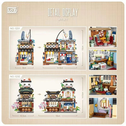 LOZ 1231-1232 Shark Seafood Shop 790 PCS / City Street Cat Clear 789 PCS