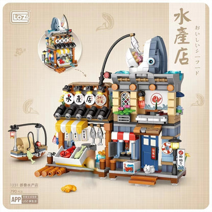 LOZ 1231-1232 Shark Seafood Shop 790 PCS / City Street Cat Clear 789 PCS