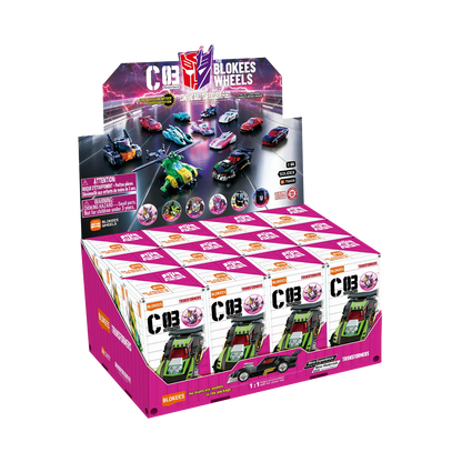 Blokees Transformers C03 Wreck'N Rule 2 wheel with detailed black and red design and metallic accents, showcasing a sleek toy wheel.