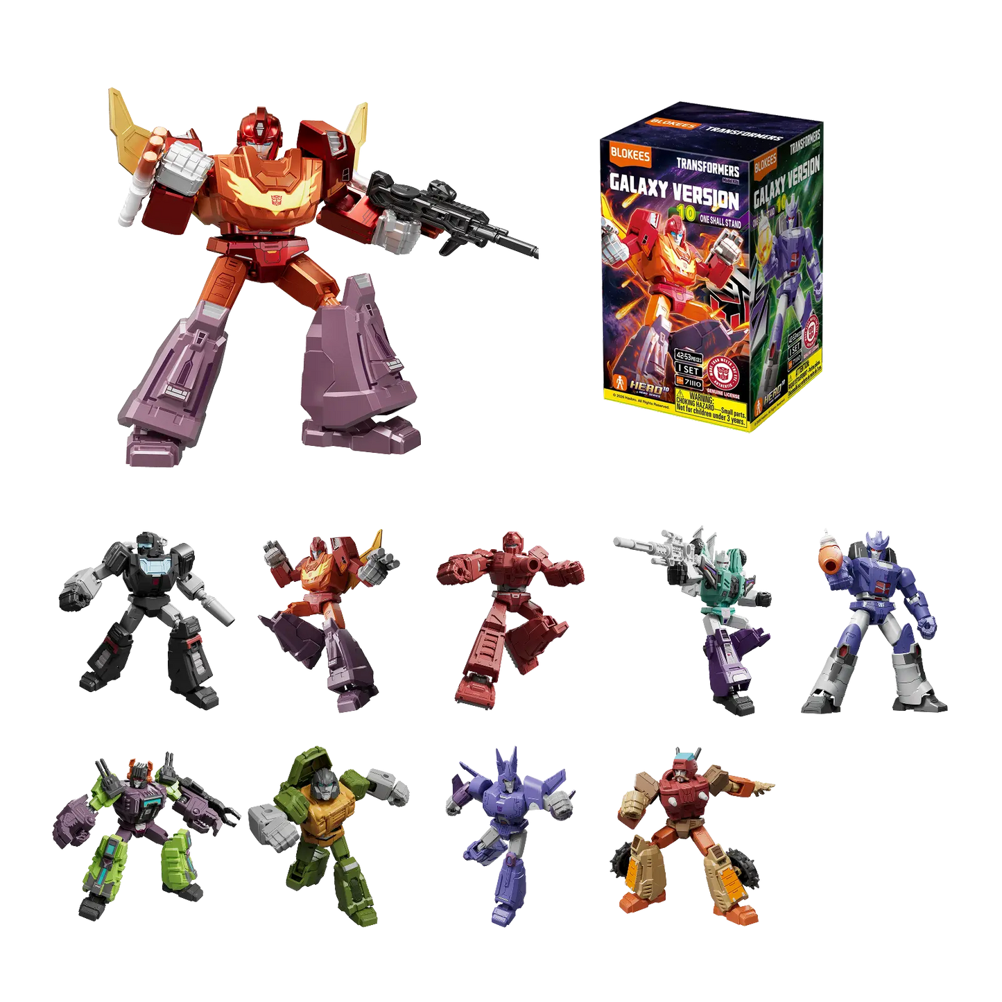 Blokees Transformers Galaxy Version 10 One Shall Stand action figure in robot mode with detailed design and vibrant colors.