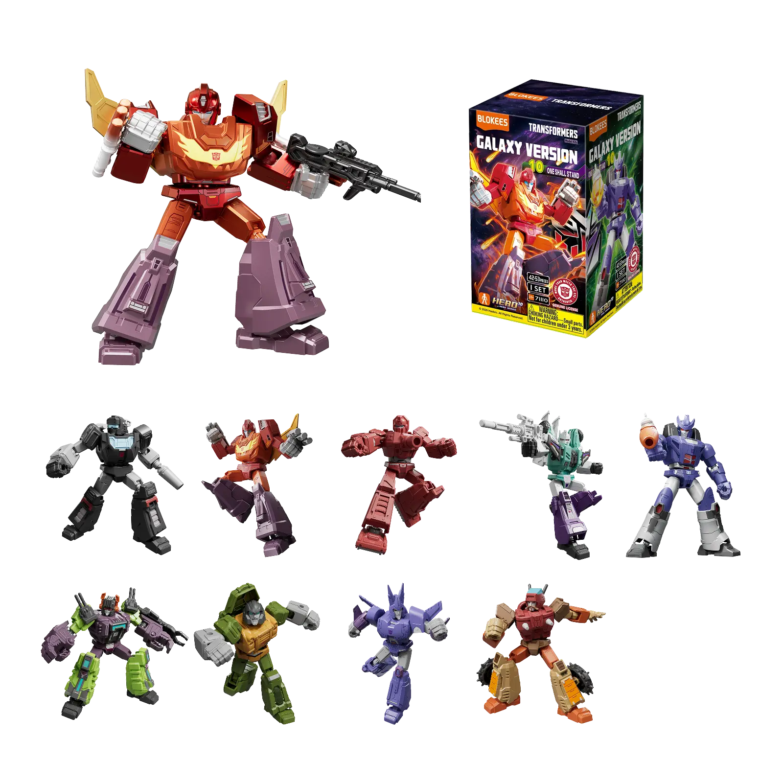 Blokees Transformers Galaxy Version 10 One Shall Stand action figure in robot mode with detailed design and vibrant colors.