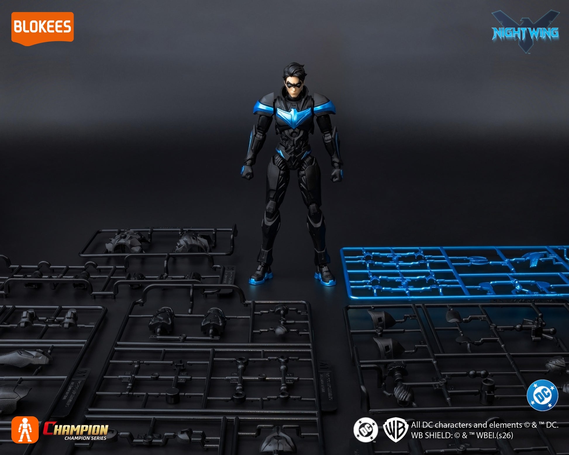 Blokees DC Classic Class 03 Nightwing Champion figure standing in a dynamic pose with detailed costume and accessories.